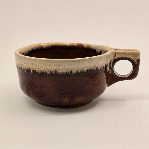 WESTERN STONEWARE Soup Mug Bowl Handle Ceramic Pottery Drip Glaze 4.5" - Picture 1 of 6
